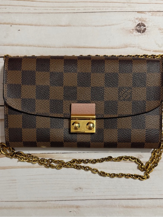 Louis Vuitton Handbags - Louis Vuitton Brown Damier Ebene Crossbody Wallet with Gold Chain